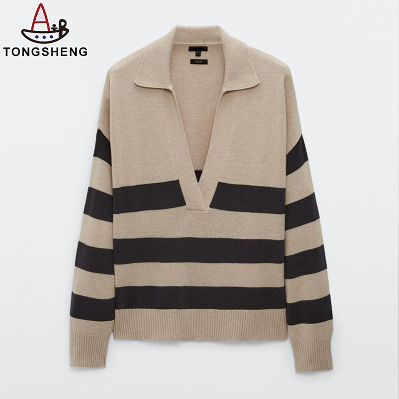 Striped sweater collar can be customized with exclusive text