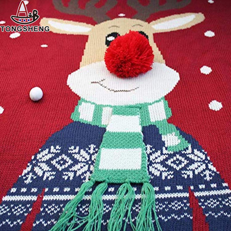 Elk pattern on Christmas sweater with 3d balls