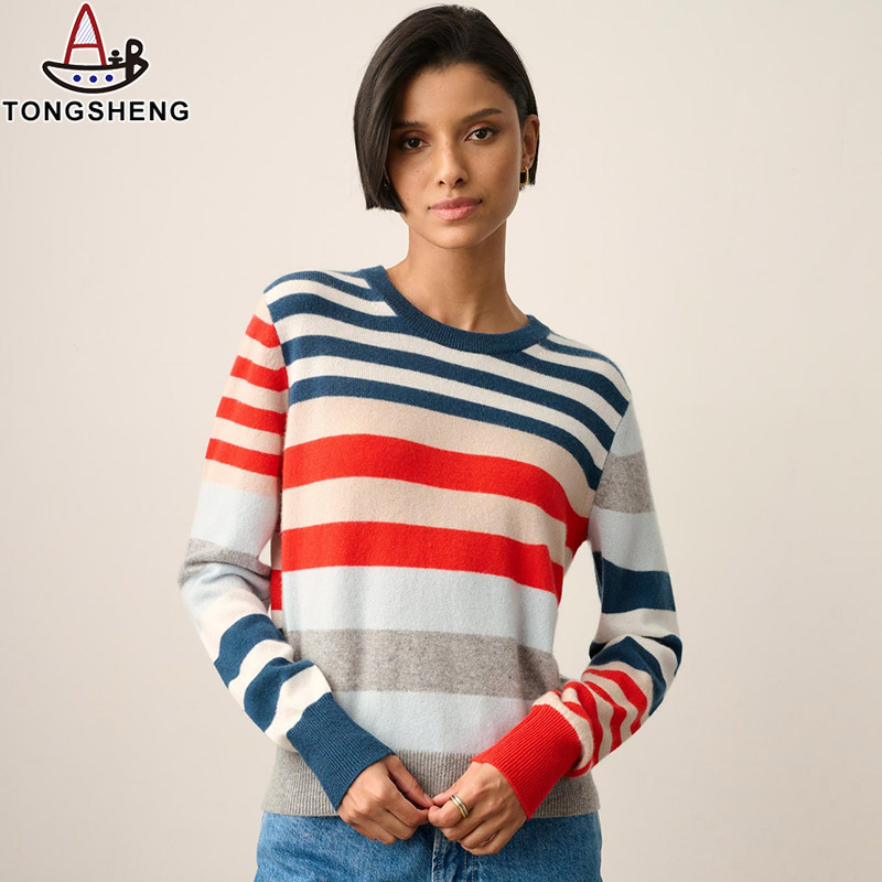 Upper body rendering of the back of the crewneck sweater with heather stripes