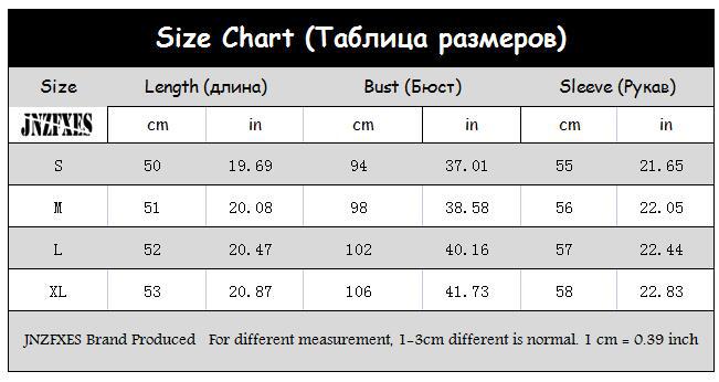 Size Chart for Women's Cardigan