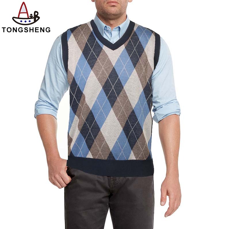 Blue retro sweater vest with shirt suitable for business people