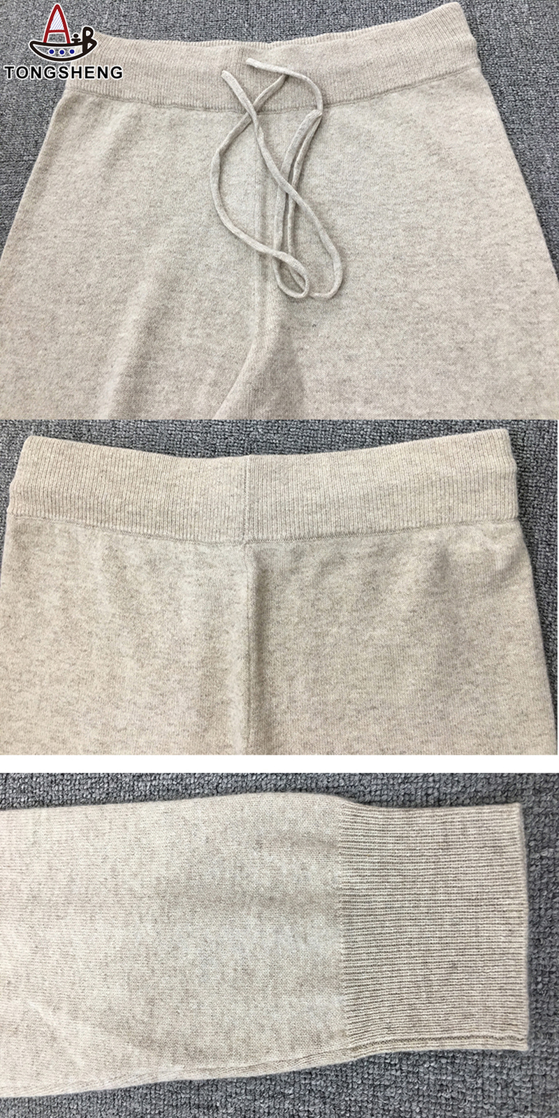V-neck knitted sweater set bottom details display