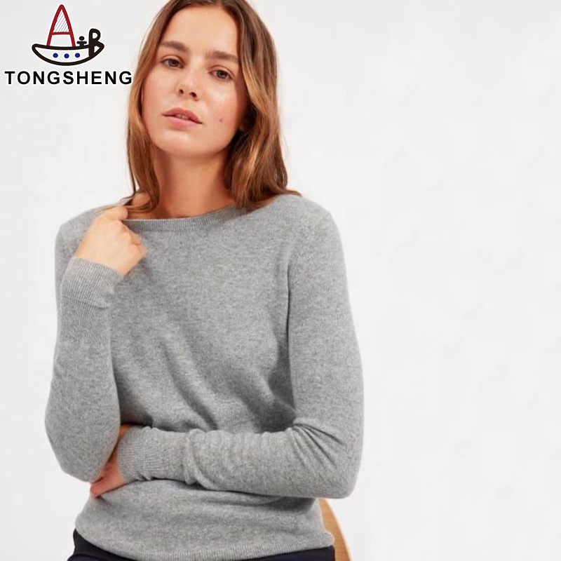 Suéter liso de alta calidad para mujer, suéter de diseñador personalizado de algodón y poliéster, suéter de cuello redondo de punto, Top para mujer
