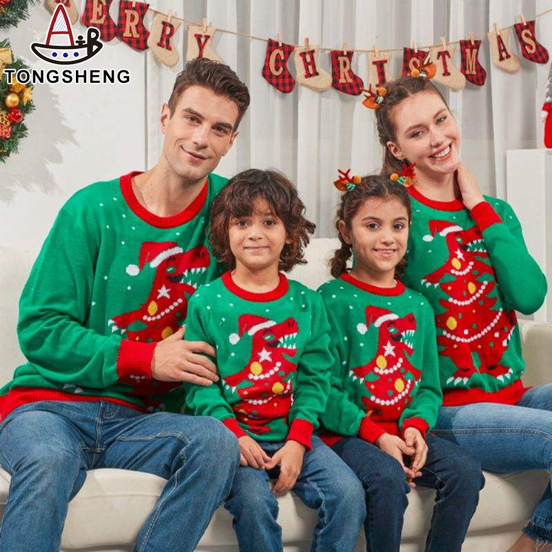 2022 personalizado Unisex de punto suéter de vacaciones mujeres acrílico Animal Reno pareja familia feo suéter de Navidad