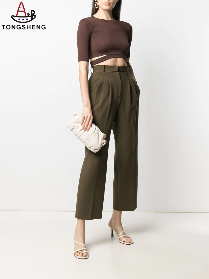 Short brown skinny knitted sweater, a summer must-have