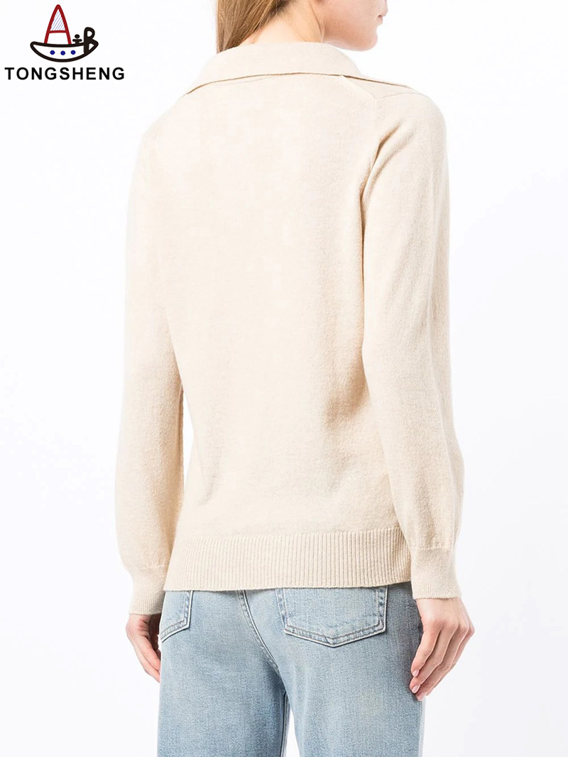 Back View of V-Neck Rollover Neck Sweater