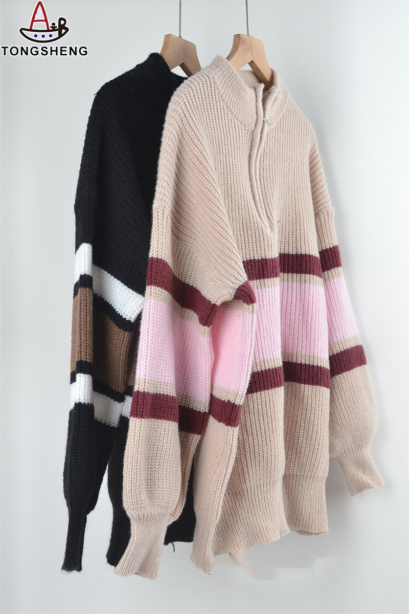 Women's Zip Sweater Hem and Cuff Display