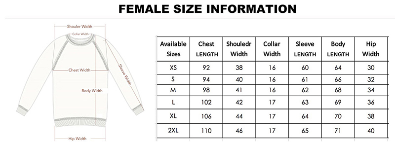 Tongsheng sweater size reference table