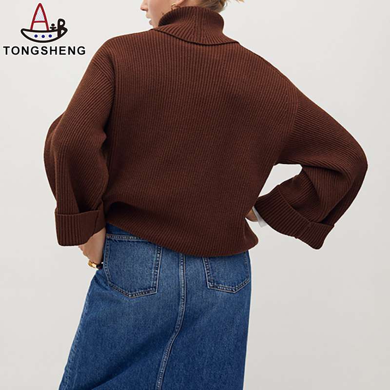Red-brown turtleneck sweater model upper body renderings