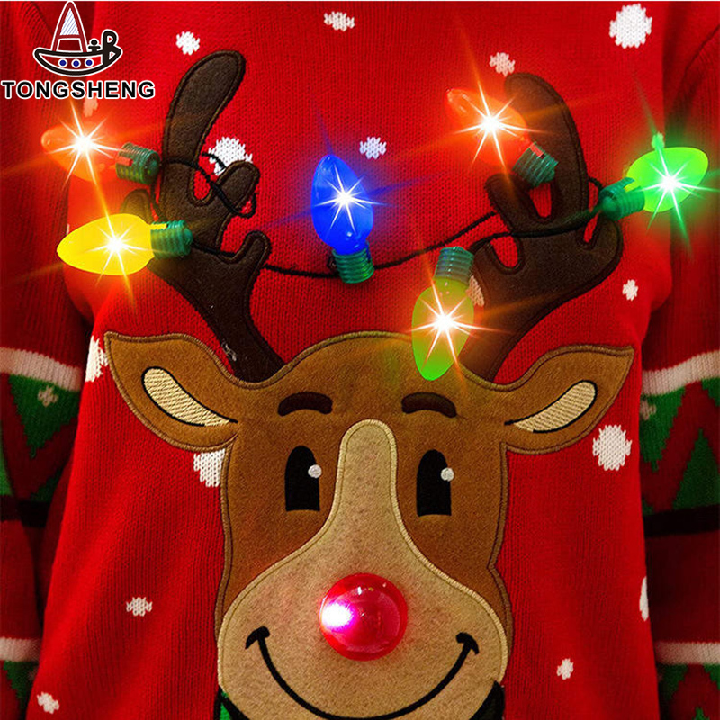 6 Sparkling Lights on Red Christmas Sweaters