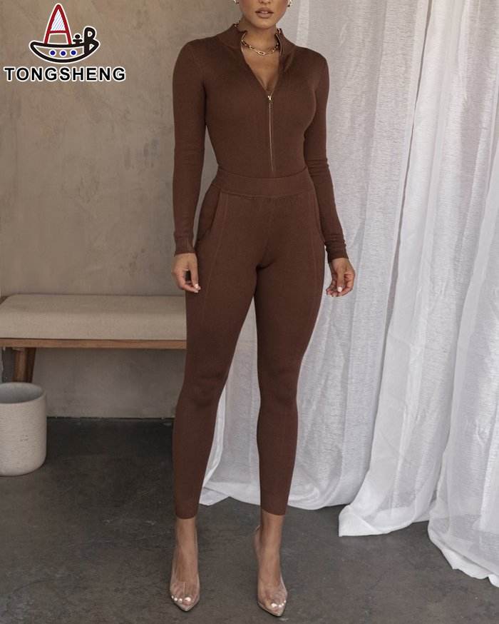 Show off your figure in a sporty brown sweater set.jpg