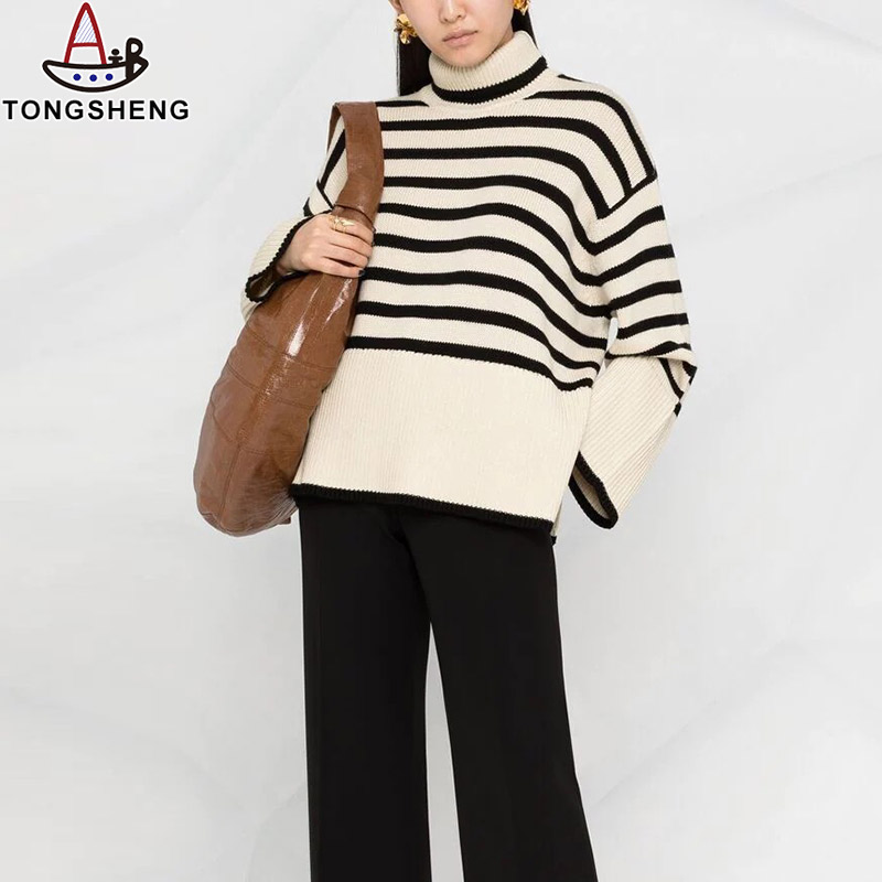 Stripe turtleneck sweater