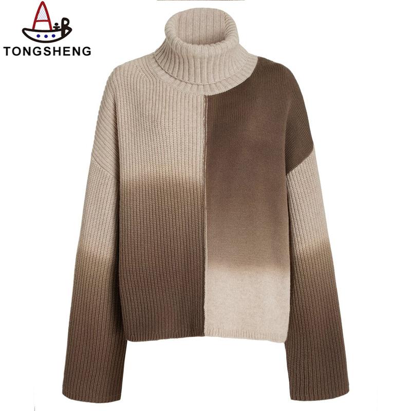 Painted Wool-Cashmere Turtleneck Sweater