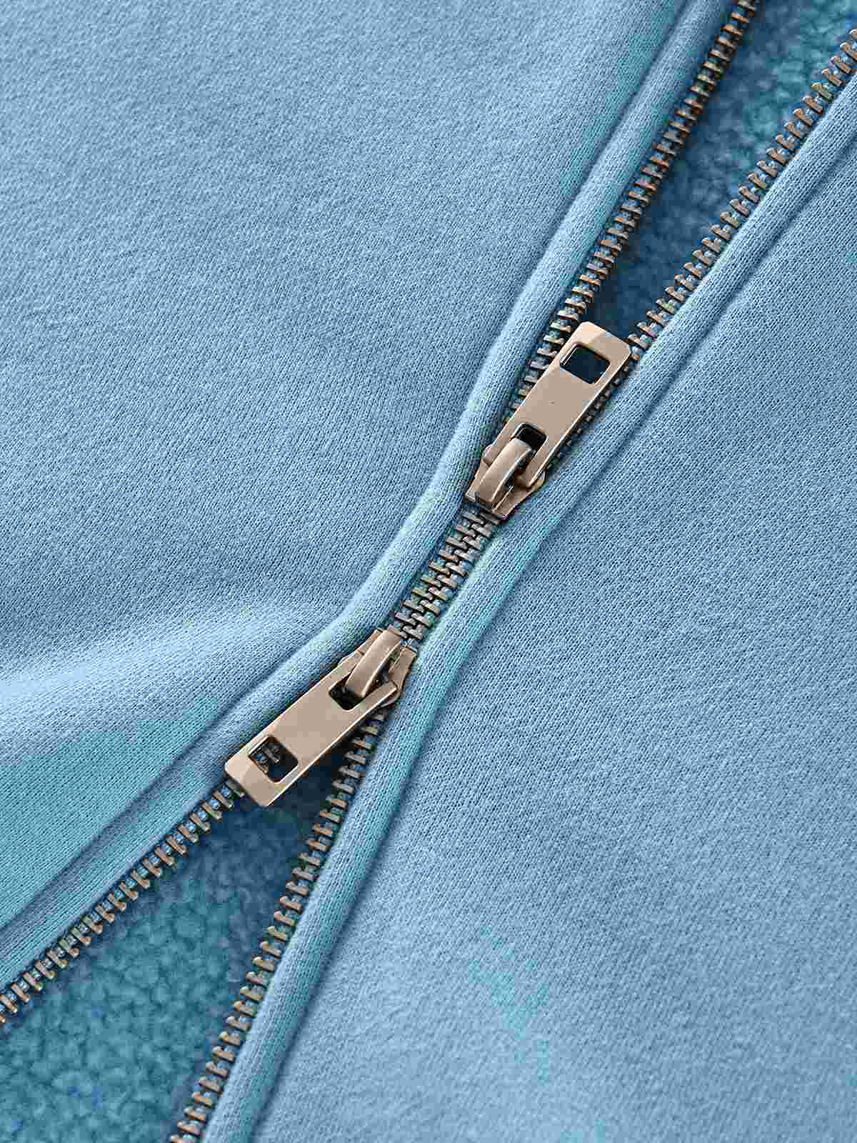 Zip detail of blank zip hoodie