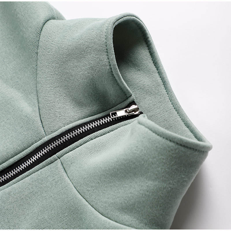 Dark Green Half-Zip Sweatshirt Neck Detail