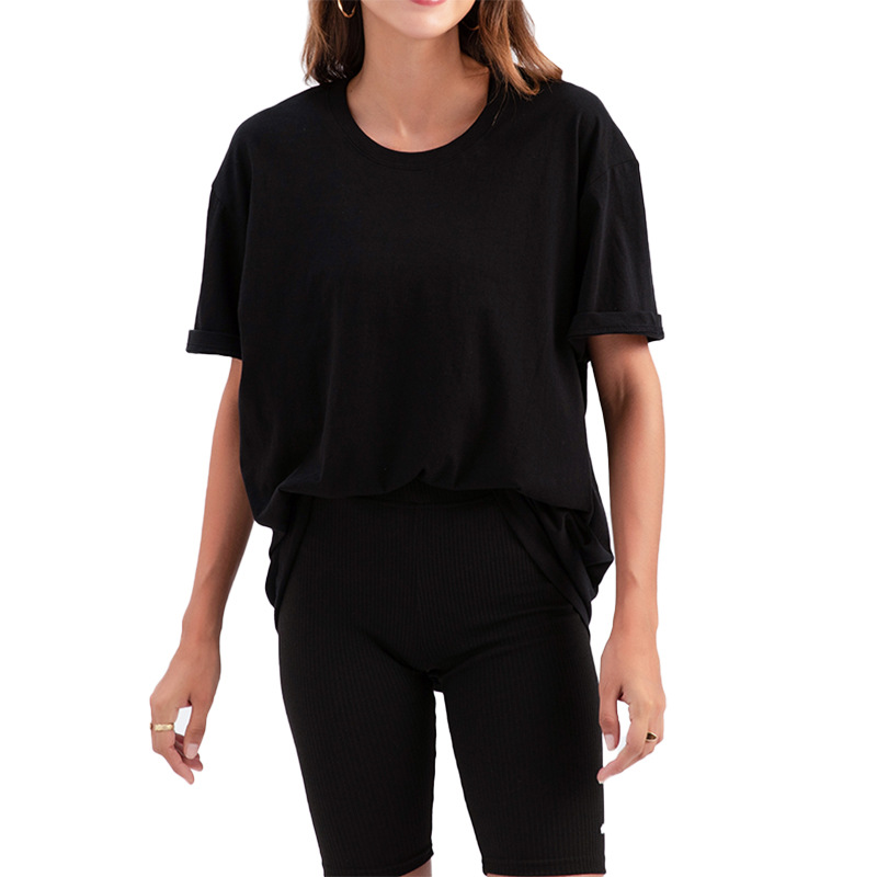 Round Neck Solid Color Oversized T-Shirt