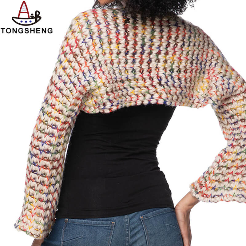 Vintage coarse knitted Bolero shrug back display