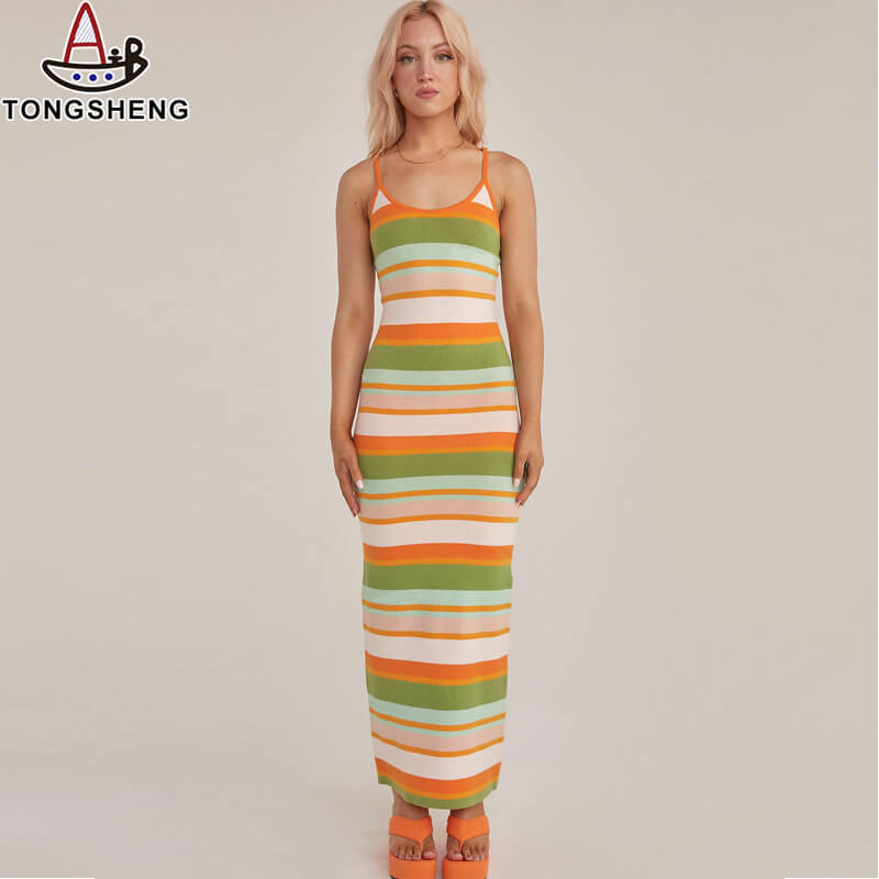 Striped Colorblock Sheath Knit Dress