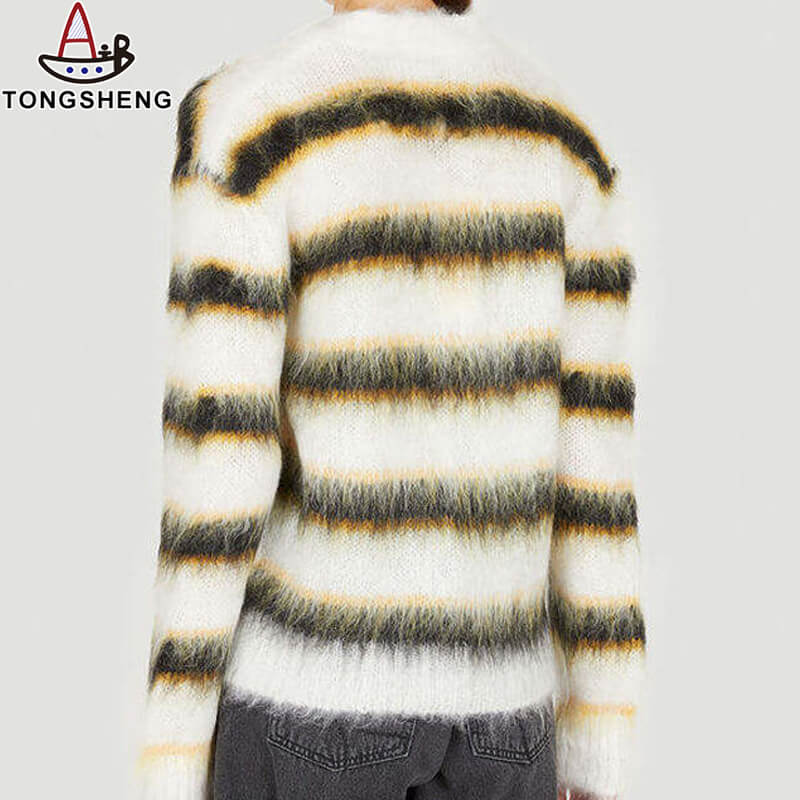 Vintage striped mohair cardigan side view