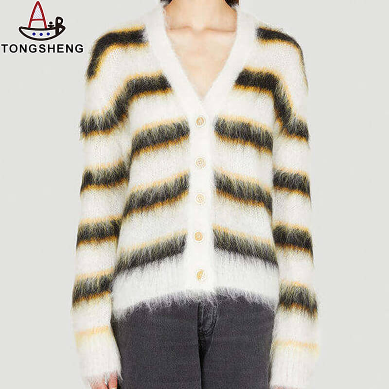 Vintage striped mohair cardigan front display