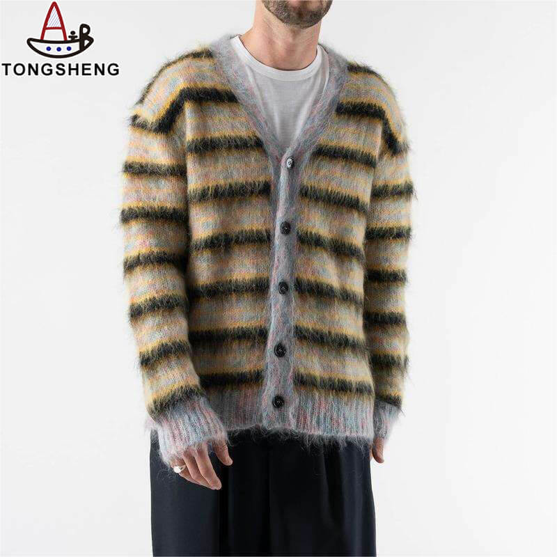 Custom Mohair Cardigan Sweater Men
