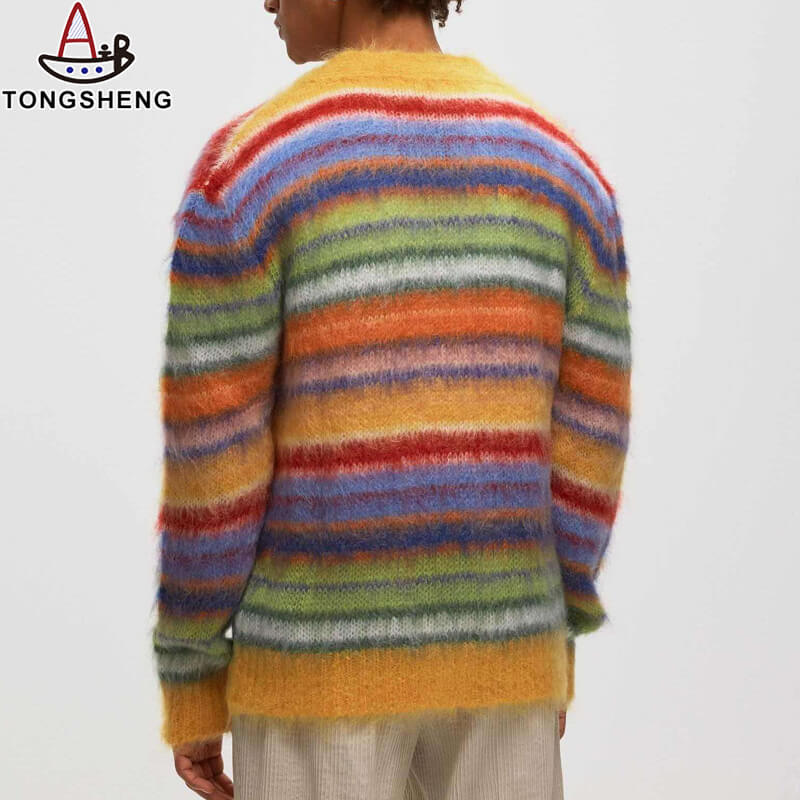 Striped Mohair Men's Cardigan Back View