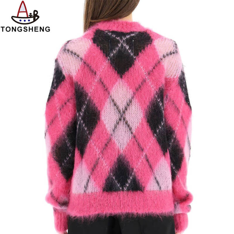 Customizable Rib Argyle Mohair Sweater Women