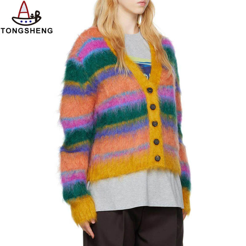 Custom Knitted Fuzzy Long Cardigan Coat