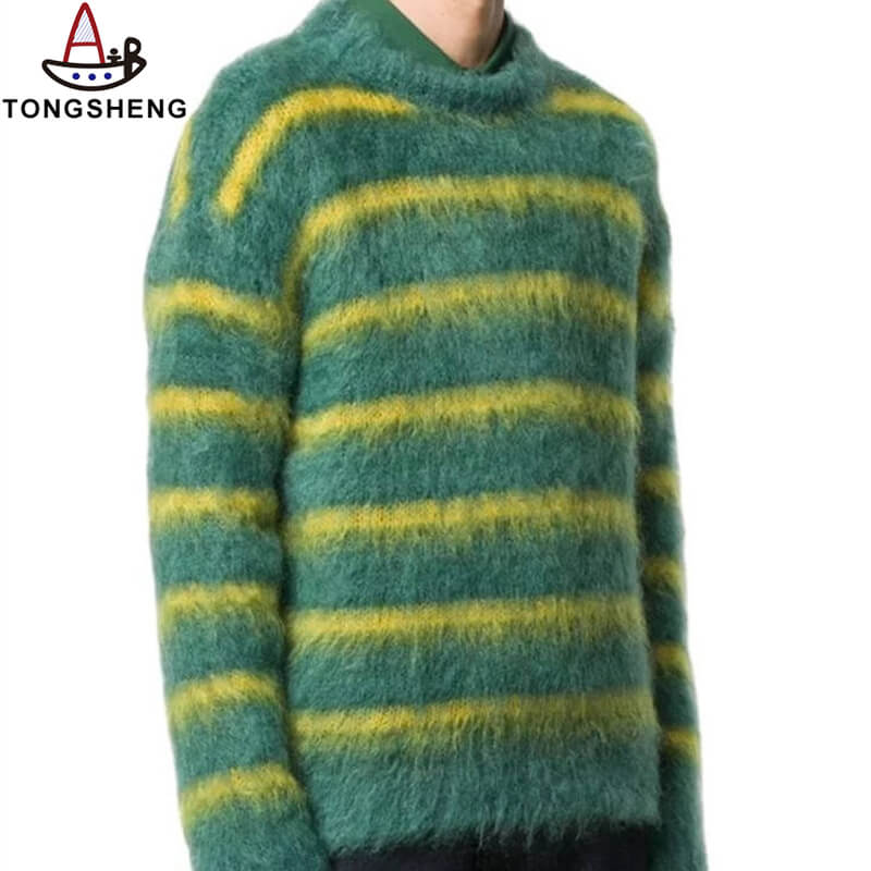 Knitted Pull Over Striped Mohair Sweater Factory
